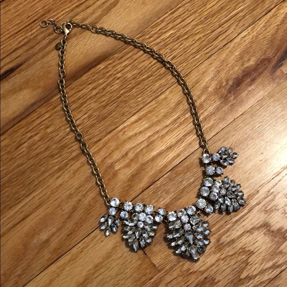 J. Crew Crystal & Gold Statement Necklace